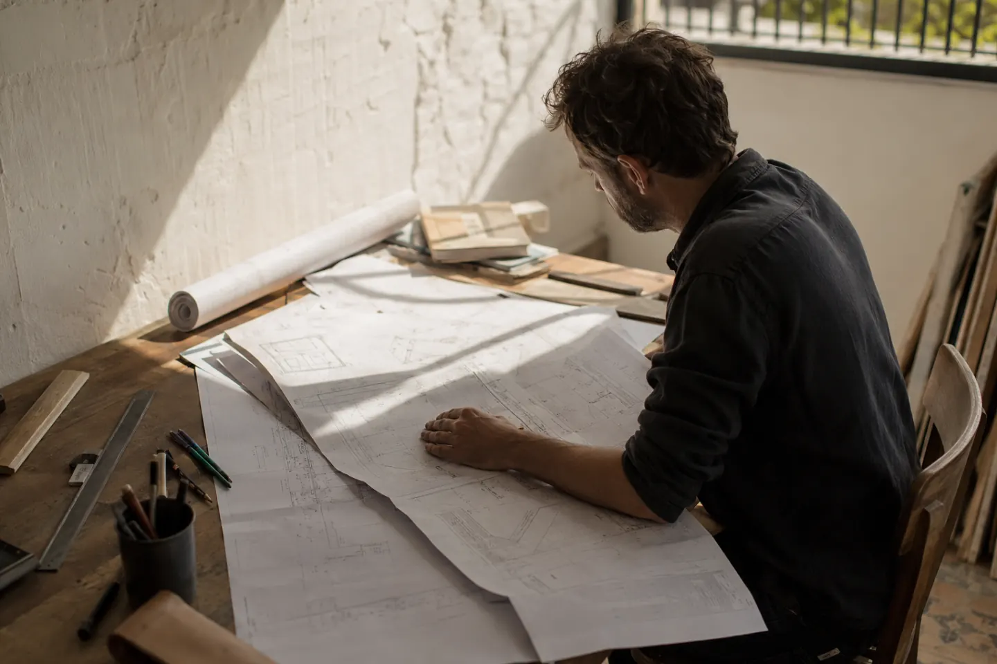 Técnico revisando documentación de parcela